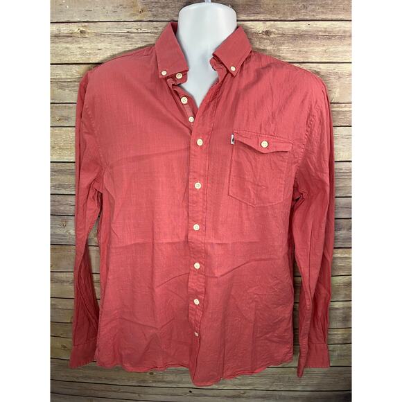 Johnnie-O Hangin’ Out Shirt Size M Red Long Sleeve Button-Up Cotton - Picture 1 of 8